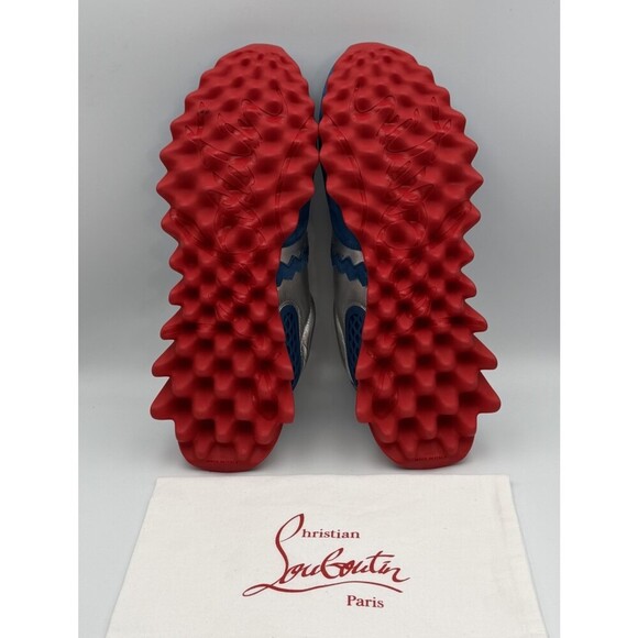 Christian Louboutin Loubishark Flat Ludwig Blue Suede Silver Size 40.5 EU 7.5 US main image 5
